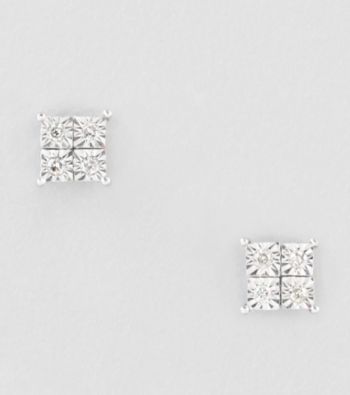 .08 ct. t.w. Diamond 10K White Gold Square Earrings