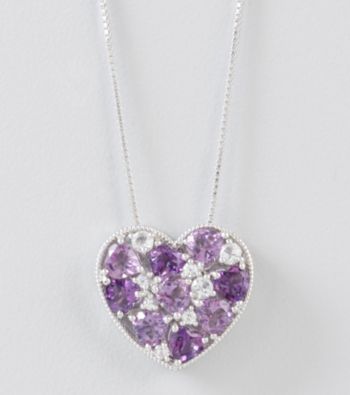 Amethyst Heart Pendant in Sterling Silver