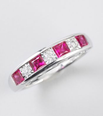 Created Ruby and White Sapphire Ring in Sterling Silver
