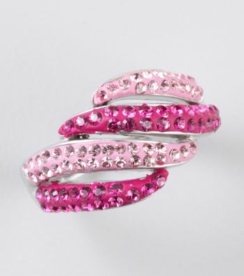 Pink Shaded Crystal Ring in Sterling Silver