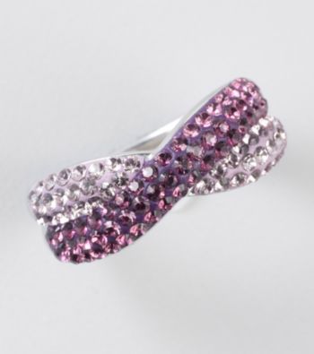 Purple Shaded Crystal Ring in Sterling Silver