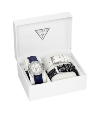 Guess Silver/Multi Feminine Classic Hi-Energy Style Watch with Three Interchangeable Straps