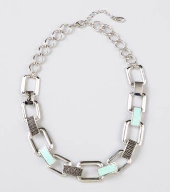 Guess Silvertone Bib Necklace