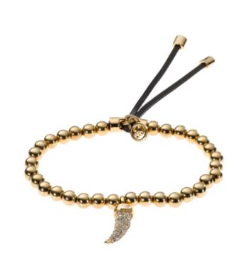 Michael Kors® Goldtone Beaded Stretch Bracelet with Pave Tusk Pendant