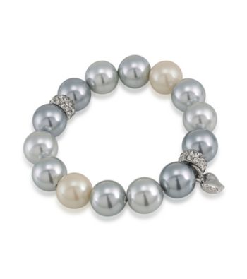 Carolee® Color Blocked Grey Pearl Bracelet
