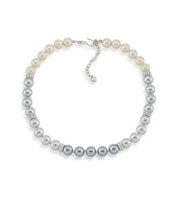 Carolee® Color Blocked Grey Pearl Necklace