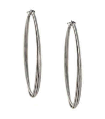 Jessica Simpson Silvertone Gypsy Double Hoop Earrings