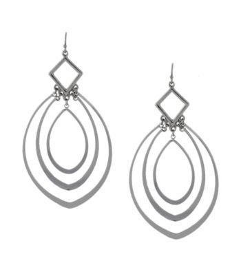 Jessica Simpson Silvertone Inset Drop Earrings