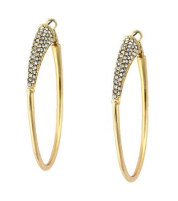 Jessica Simpson Silvertone Hoop Earrings with Stone Accents