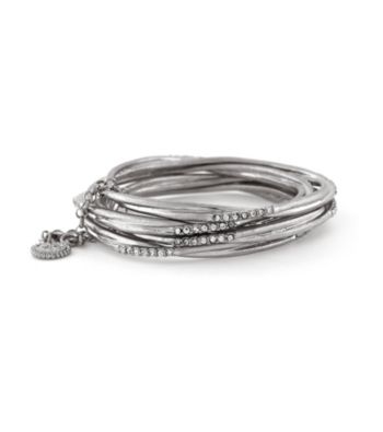 Jessica Simpson Silvertone and Crystal Bangle Set