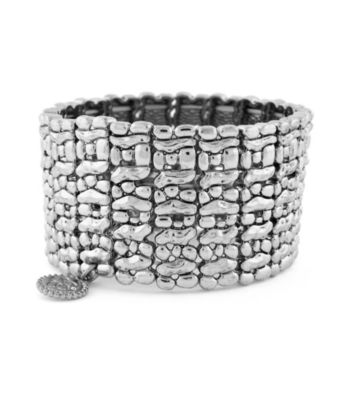 Jessica Simpson Silvertone Textured Stretch Bracelet