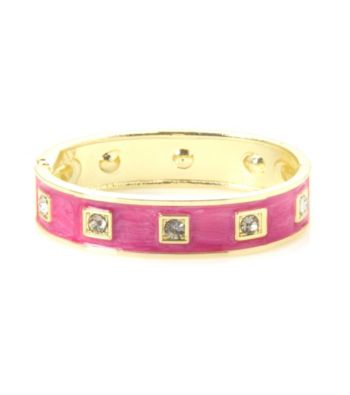 L&J Accessories Fuchsia Enamel and Crystal Hinged Bangle