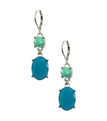 Anne Klein® Silvertone Blue Drop Earrings
