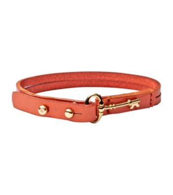 Fossil® Coral Leather Bracelet with Goldtone Fossil® Iconic Key Peg Closure