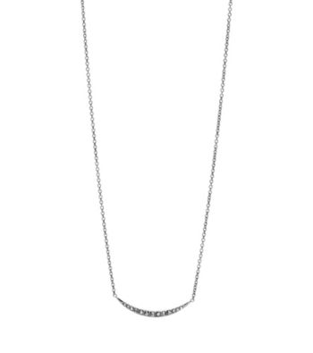 Fossil® Silvertone Polished Steel with Clear Glitz Crescent Necklace