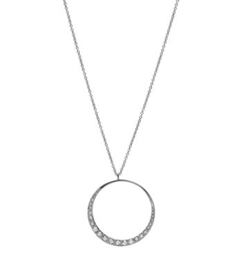 Fossil® Clear Glitz Circle Silvertone Pendant Necklace