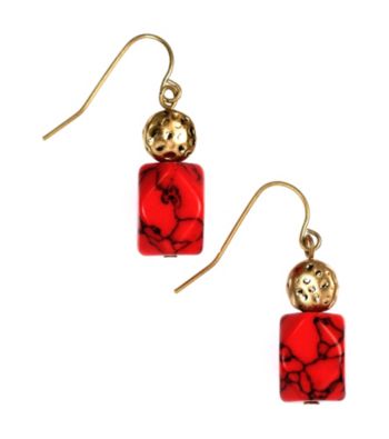 Nine West Vintage America Collection® Antique Goldtone Coral Color Drop Earrings