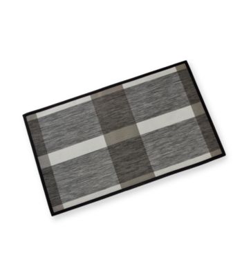 Alyssa Joy Charcoal Large Stripe Woven Vinyl Non-Skid Accent Rug