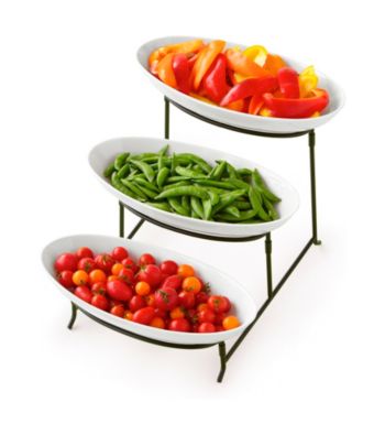 LivingQuarters Whiteware 3-Tier Oval Platter Set