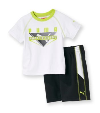PUMA® Baby Boys' White/Lime Victory Shorts Set