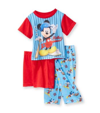 Disney® Boys' 2T-4T Blue 3-pc. Short Sleeve Mickey Mouse Baseball Pajama Set