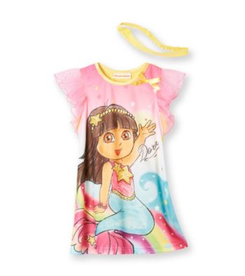 Dora the Explorer® Girls' 2T-4T Pink Ranibow Mermaid Dorm with Headband