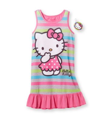 Hello Kitty® Girls' 4-10 Pink/Grey Striped Dorm with Keychain