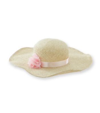 Nolan™ Girls' Natural Floppy Hat with Pink Flower