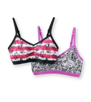 Monster High® Girls' Pink/Purple 2-pk. Striped V-Neck Crop Top Bras