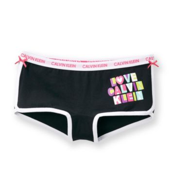 Calvin Klein Girls' 6-16 Black Solid Gymshort Boyshorts
