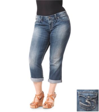 Silver Jeans Co. Plus Size Suki Flap Pocket Capri