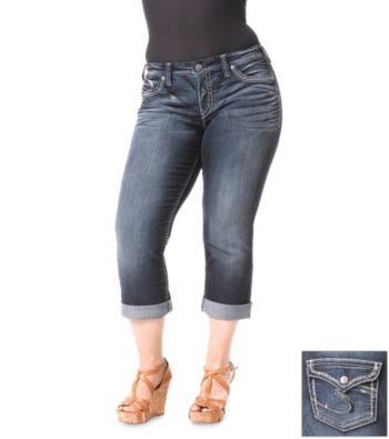 Silver Jeans Co. Plus Size Suki Flap Pocket Capri