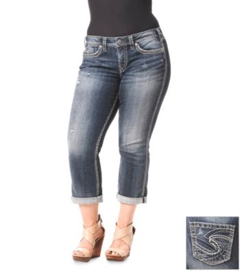 Silver Jeans Co. Plus Size Twisted Five Pocket Denim Capri