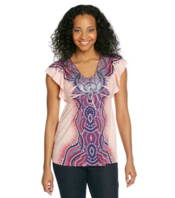 Oneworld® Petites' Flutter Sleeve Henley