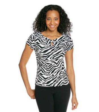 Rafaella® Petites' Keyhole Zebra Top