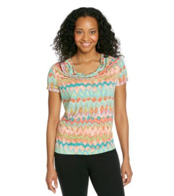 Rafaella® Petites' Drapey Watercolor Slub Knit Top