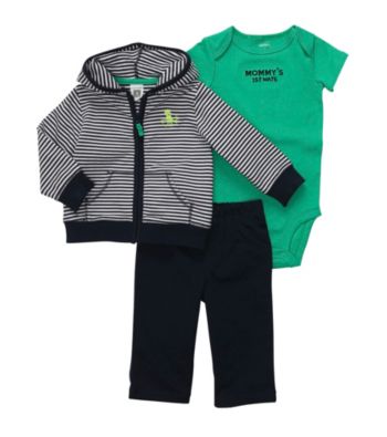 Carter's® Baby Boys' Navy/Green 3-pc. Striped Cardigan Set