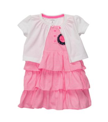 Carter's® Baby Girls' Pink Striped Dress with Cardigan