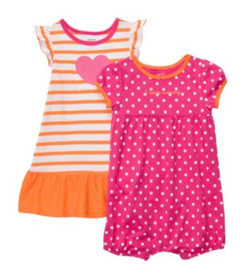 Carter's® Baby Girls' Pink/Orange 2-pk. Romper and Dress Set
