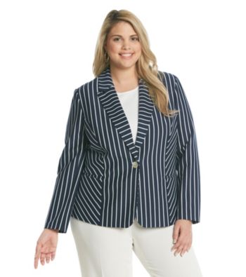 Notations® Plus Size Stripe Jacket