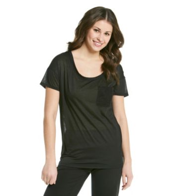 Grane® Juniors' Scoopneck Relaxed Fit Lace Pocket Tee