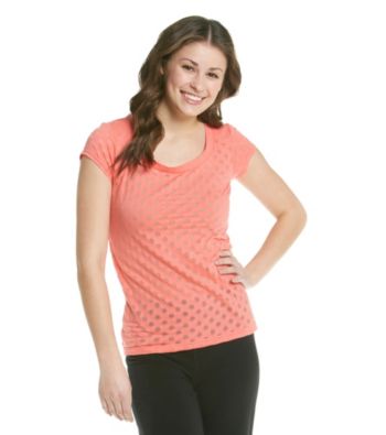 Grane® Juniors' Scoopneck Dot Burnout Tee