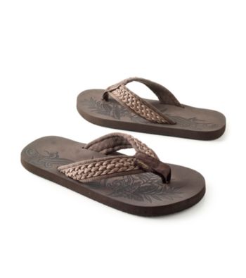 Paradise Collection® Men's Brown Canvas Thong Sandal with Braid Detail
