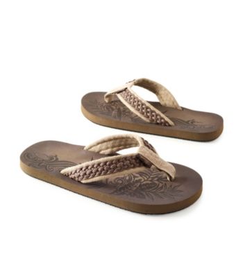 Paradise Collection® Men's Cognac Canvas Thong Sandal with Braid Detail