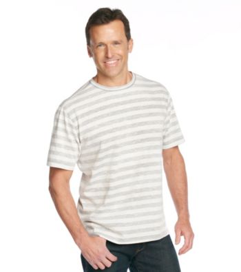 Paradise Collection® Men's Basic Cream Short Sleeve Stripe Crewneck Tee