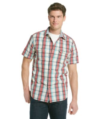 Ruff Hewn Men's Aqua Nile Short Sleeve Plaid Woven