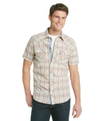 Ruff Hewn Men's Concrete Short Sleeve Plaid Woven