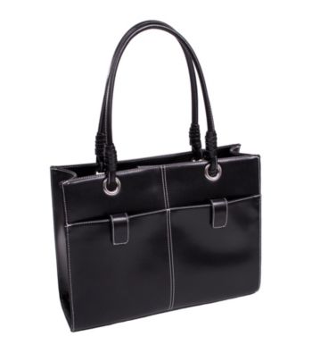 McKlein Angelina Black Faux-Leather Business Tote