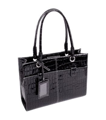McKlein Elena Black Faux-Leather Business Tote
