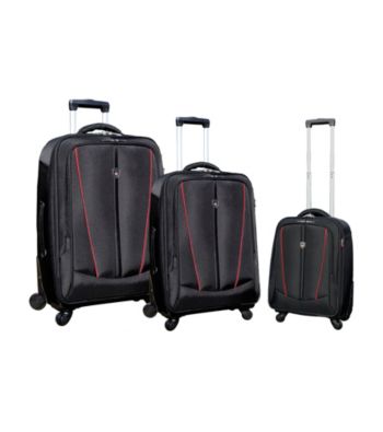 Travelers Club® 3-pc. Black and Red Expandable Heavy Duty Luggage Set